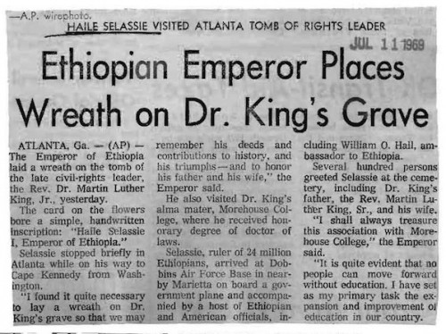 News coverage of the Emperor honoring Dr. King.  July 11, 1969.