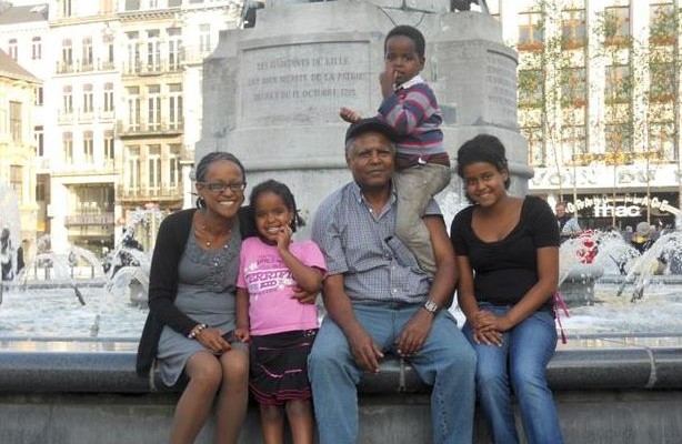 Andargachew Tsige with his wife and children