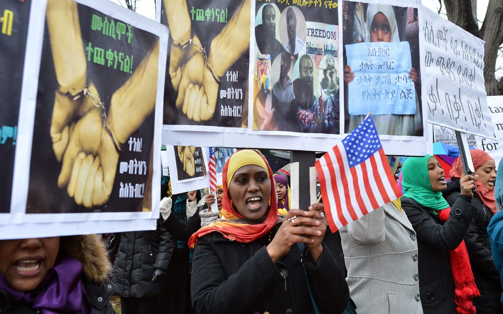 Protest against scape-goating and wrongful conviction of Muslims